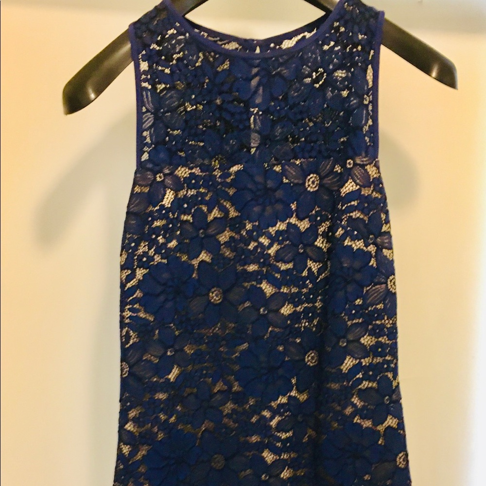 Trina Turk dark blue lace dress 0